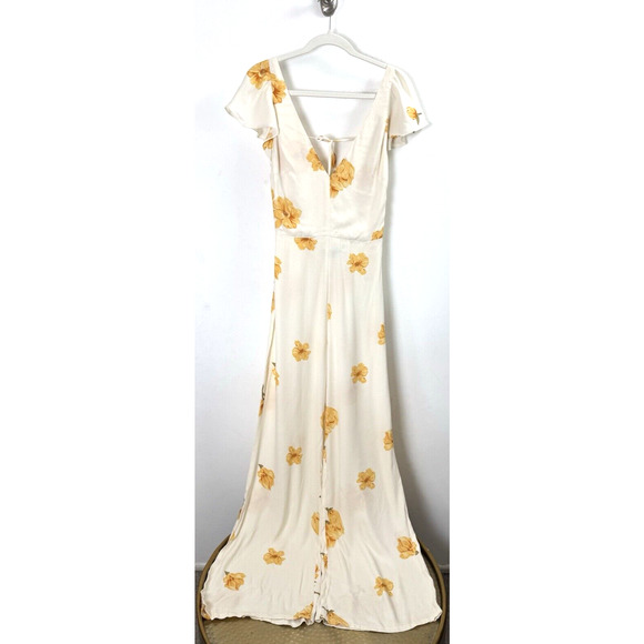 Reformation Pants - Reformation White Yellow Floral Wideleg Jumpsuit Retail $233 Boho Chic Cottage 6